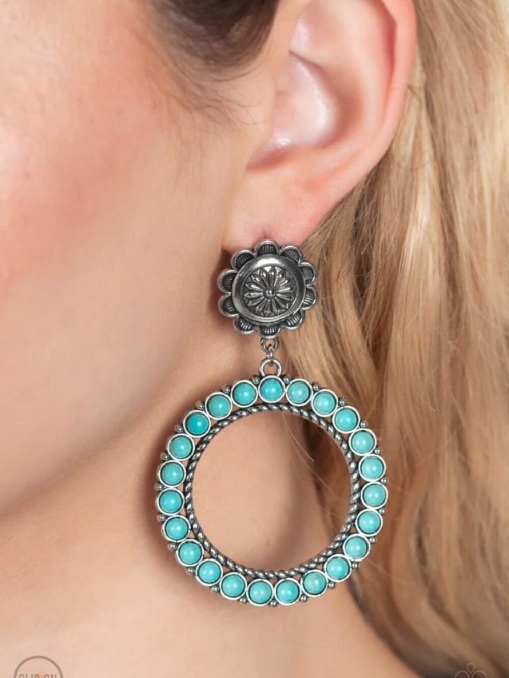 Paparazzi Jewelry Accessories - Playfully Prairie - Blue Earrings - Vintage